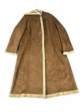 Fleet Street Ltd 2X Suede Faux Shearling Long Hooded Coat